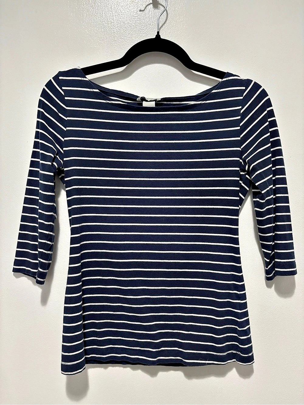 H&M Pima Cotton Striped Boatneck Top Striped Long Sleeve Top